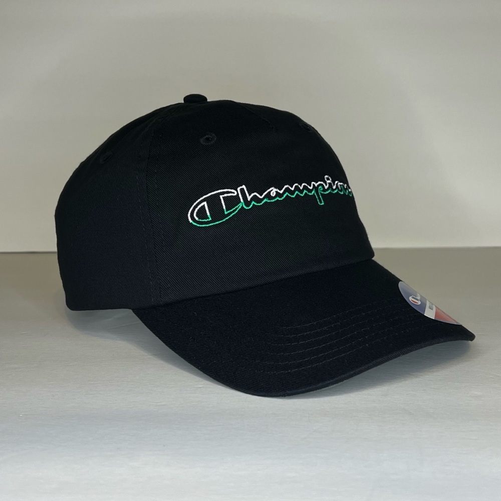 New Champion Black Split Script Dad Adjustable Cap